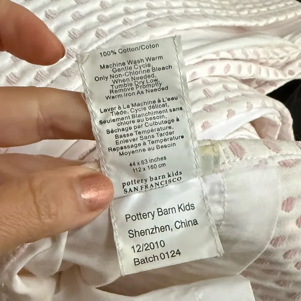 Pottery Barn Kids Audrey Chenille Dot Curtain Pole Panel Drape 44 x 63 Pink